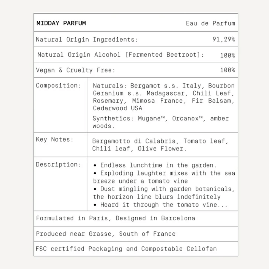 Gyvybingi kvepalai Midday Eau de Parfum | MID/NIGHT 00.00 | MISIJA ODA
