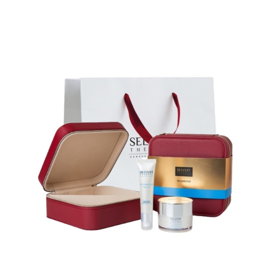 Kalėdinis rinkinys intensyviam drėkinimui SPLENDOUR eko odos dovanų dėžutėje | Selvert Thermal | MISIJA ODA