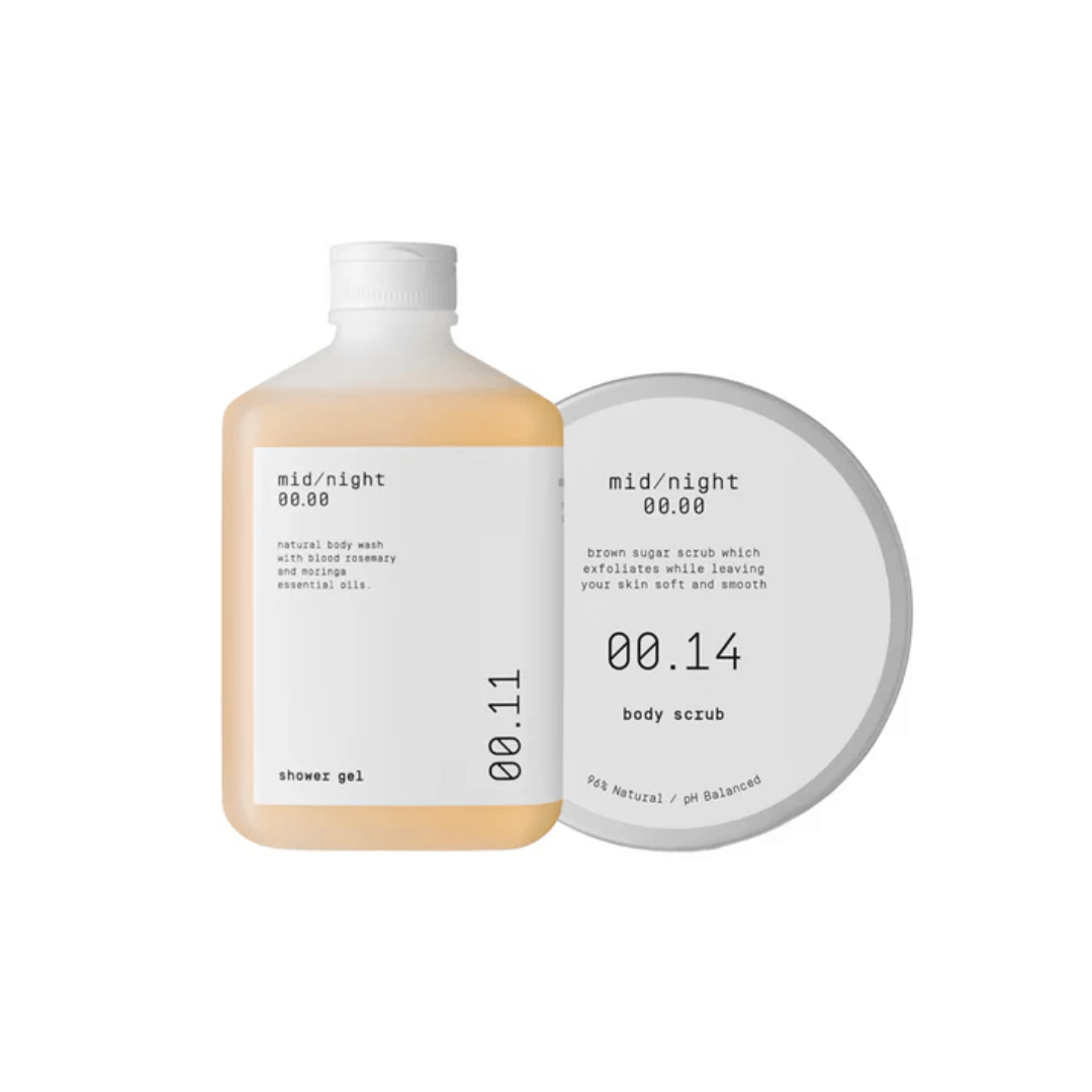 Natūralus kūno priežiūros rinkinys švelniai odai | MID/NIGHT 00.00 | MISIJA ODA