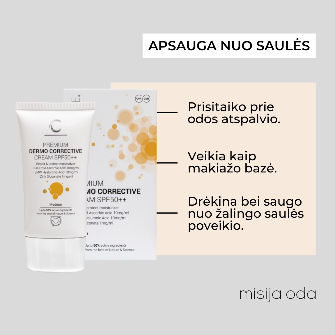 Koreguojamasis BB kremas CLINICCARE SPF50++ DERMO CORRECTIVE CREAM su spalva SPF 50 MEDIUM - Misija oda