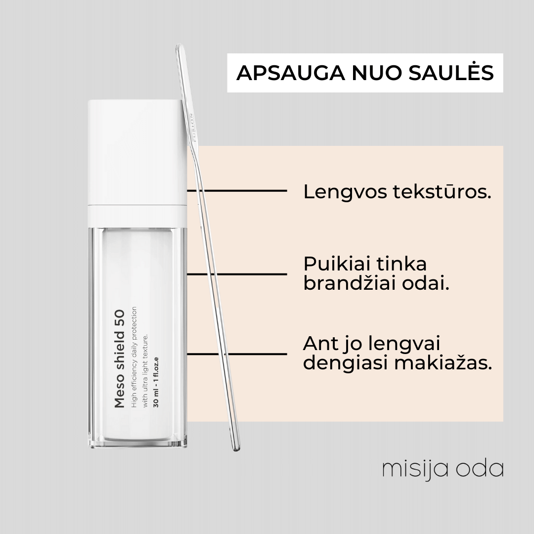 Aukštos apsaugos kremas nuo saulės MESO SHIELD SPF50 | Fusion Mesotherapy | Misija oda