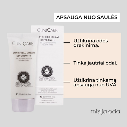 Drėkinantis veido kremas nuo saulės SUN SHIELD CREAM SPF30 PA+++