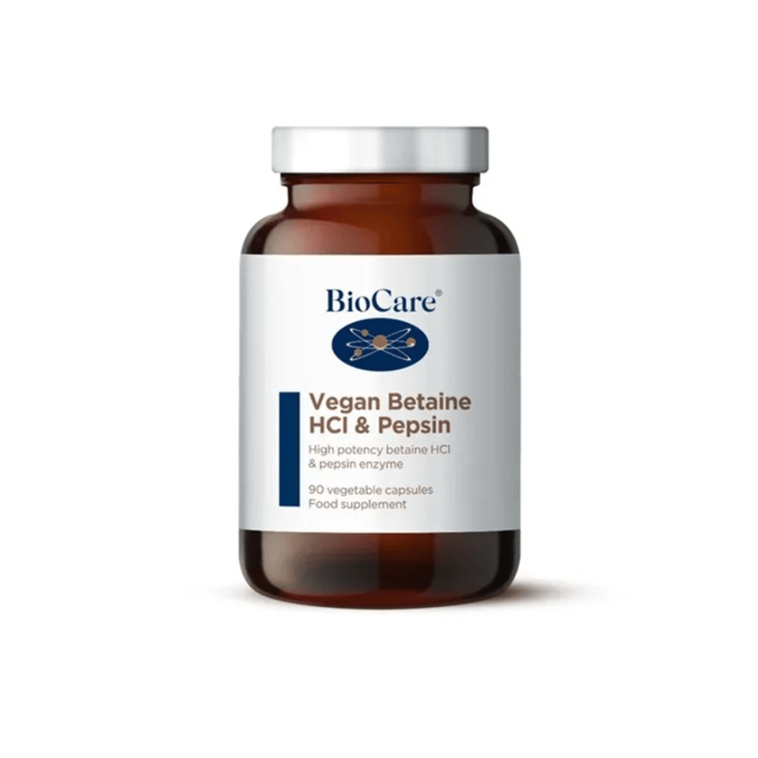Papildai natūraliam virškinimo procesų palaikymui Betaine HCL & Pepsin | Biocare | MISIJA ODA