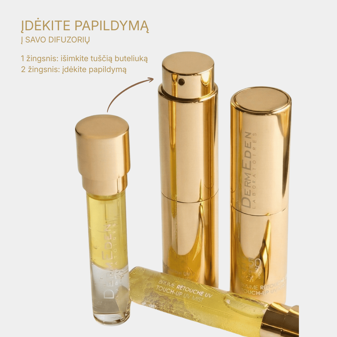 PAPILDYMAS Apsauginė UV dulksna flakoniukui TOUCH UP MIST SPF50 | DERMEDEN | MISIJA ODA